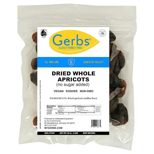 Gerbs Dried Apricots 2 lbs. | Unsulfured, No Additives, Resealable Bag | Naturally Sweet & Chewy |