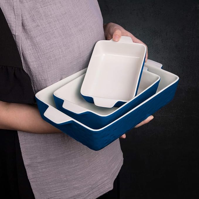 Casserole Dishes for Oven, Ceramic Baking Dishes, Lasagna Pan with Handles, Porcelain Baking Pan