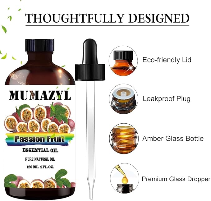 Passion Fruit Essential Oil, Passion Fruit Oil 4 Fl Oz 120ML for Diffuser Humidifier Yoga Cleaning