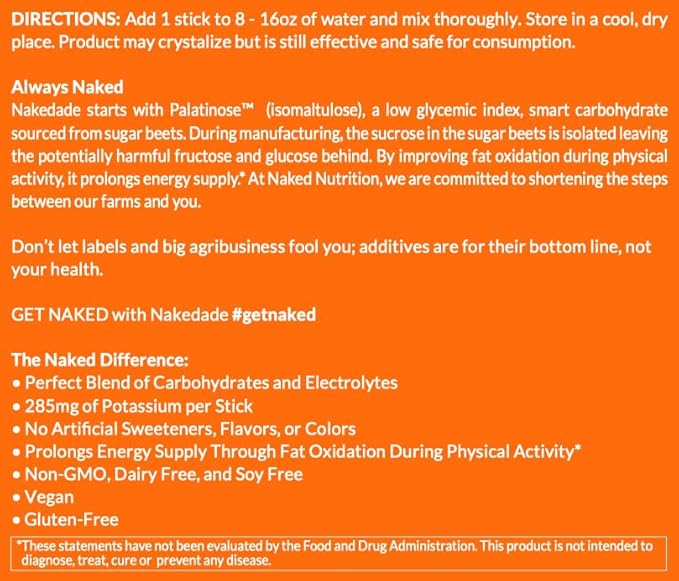 Nakedade Citrus ??Performance Enhancing Sports Drink Powder - Electrolyte Powder ??No GMOs or