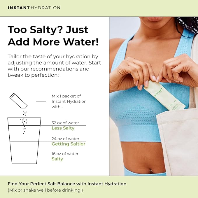 Instant Hydration Electrolytes Powder Packets - Lemon Lime Drink Mix - Zero Sugar - Keto, Vegan