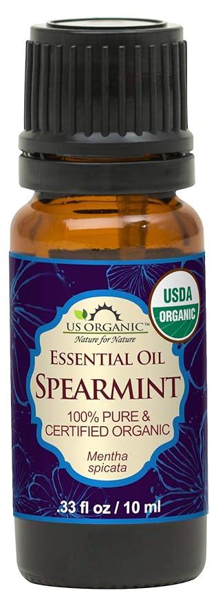 US Organic 100% Pure Spearmint Essential Oil - USDA Certified Organic, Steam Distilled - W/Euro