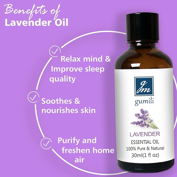 Lavender Essential Oil, Pure Lavender Oil for Skin, Hair, Diffuser, Spray, Body Wash, Lotion, Soap