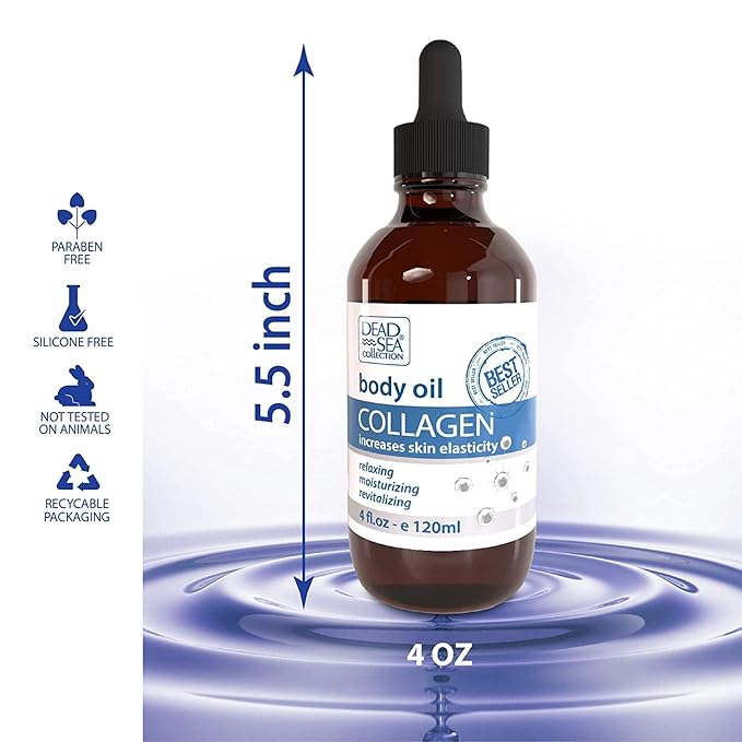 Dead Sea Collection Body Oil for Dry Skin - Collagen & Vitamin E - Moisturizing & Nourishing