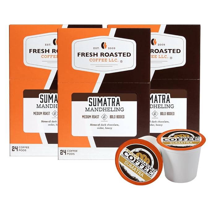 Fresh Roasted Coffee, Sumatra Mandheling |100% Single Origin | Medium Roast, 72 Pods for K Cup