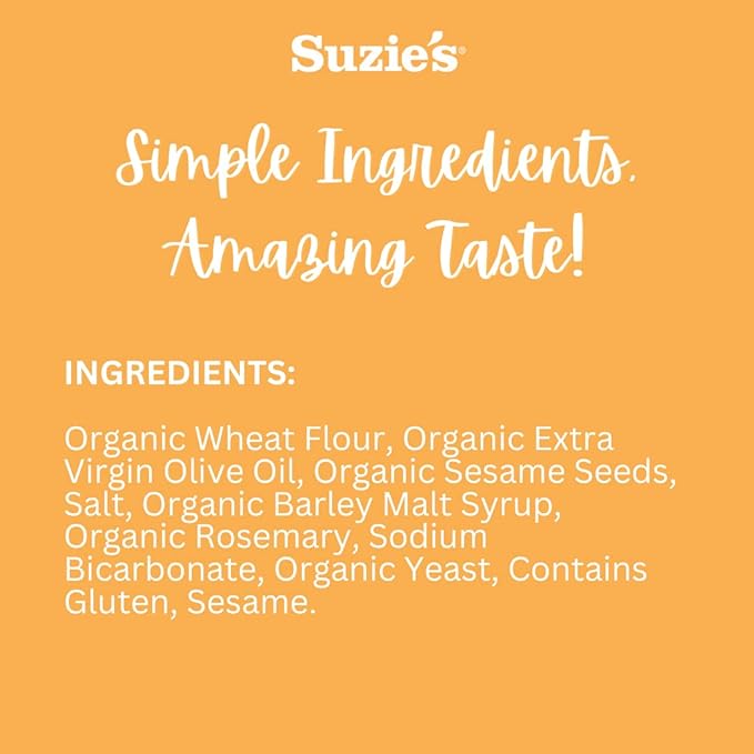 Suzie's Organic Saltines Crackers, Rosemary Sesame, Healthy Gourmet Baked Snack Goodies for Adults