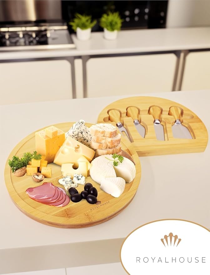 ROYALHOUSE Personalized Cheese Board, Custom Bamboo Engraved Customized Gifts Bridal Shower Gifts