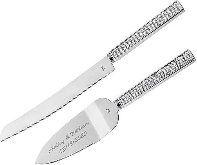 GIFTS INFINITY® Personalized Wedding Cake Knife and Server Set Free Engraving (2558) - Valentine's