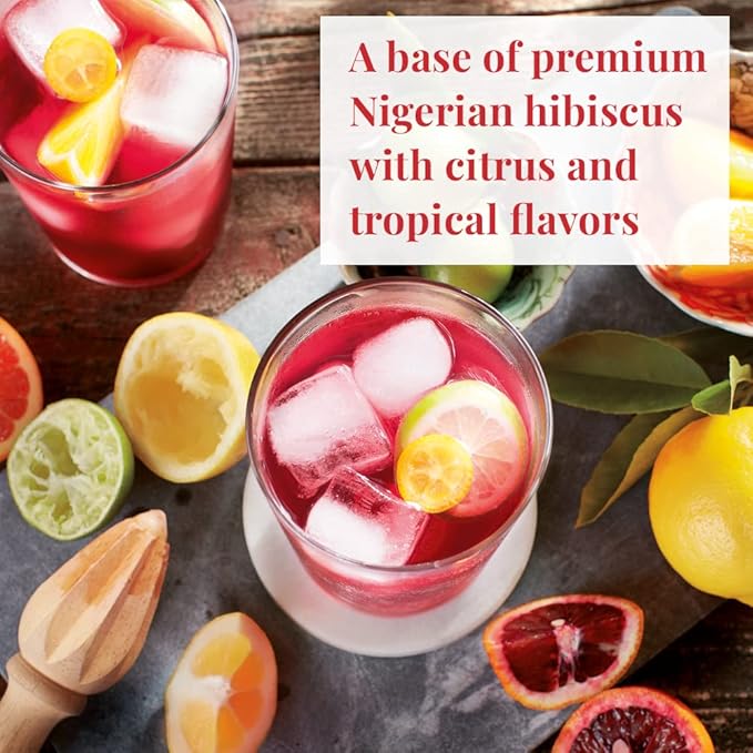The Republic of Tea – Hibiscus Sangria Iced Herbal Tea, 8 Large Quart-Sized Iced Tea Pouches
