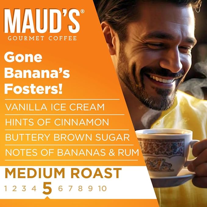 Maud's Banana Flavored Coffee Pods, 50 ct, Medium Roast Flavored Coffee in Recyclable Single Serve