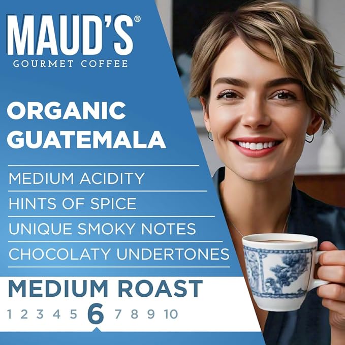 Maud's Organic Guatemalan Coffee Pods, 50 ct, Single Origin Guatemalan Medium Roast Coffee in