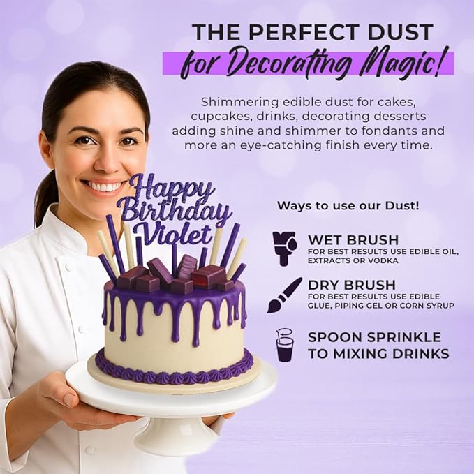 Bulk (20g) Purple Luster Dust Edible Glitter for Cocktails | Premium Edible Purple Luster Dust for