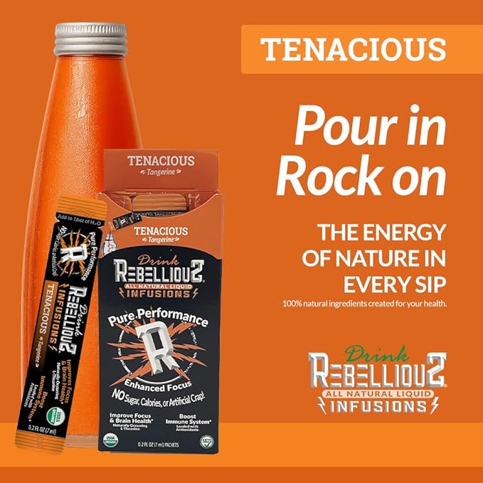 Rebellious Tenacious Tangerine Organic Drink Mix ??Zero Calorie Energy Drink Mix | Monk Fruit &