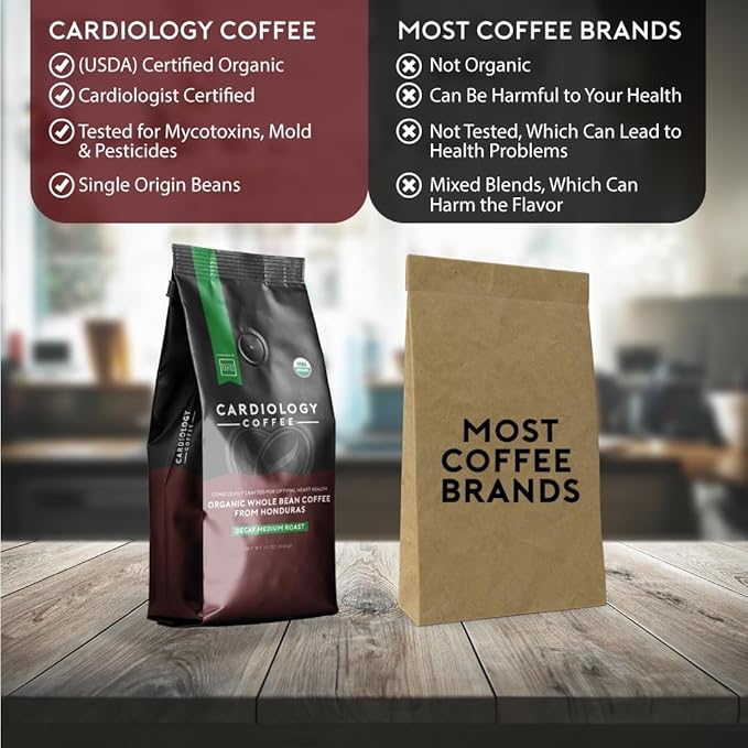 Cardiology Coffee ??Decaf Coffee Beans ??USDA Certified 12oz Premium Whole Bean Coffee Medium Roast