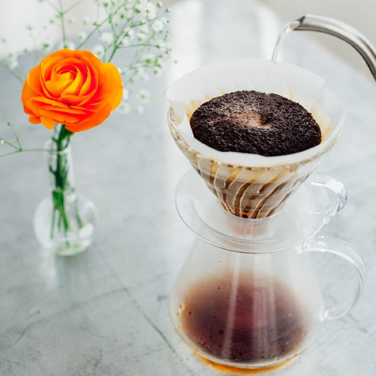 Hario "Simply Hario" V60 Glass Pour Over Coffee Set, Size 02