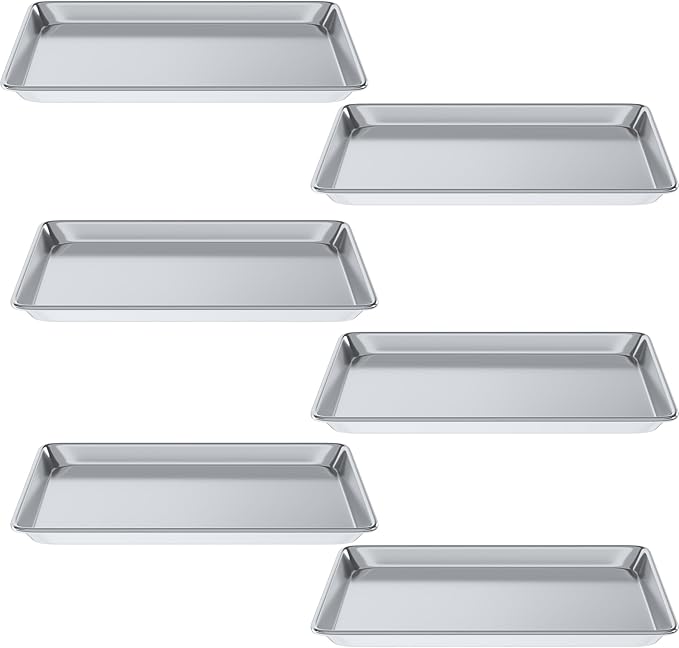 Pack of 6 | 13 in. x 18 in. Half Size Aluminum Bun. / Sheet Pan | Ideal for baking, roasting