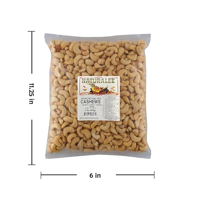 Naturalee Cashews 2 lbs - Roasted, Salted - Natural Heart Healthy Snack