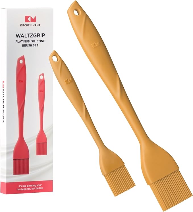 Kitchen Mama WaltzGrip Platinum Silicone Basting Pastry Brush: Set of 2 Heat-Resistant Brushes