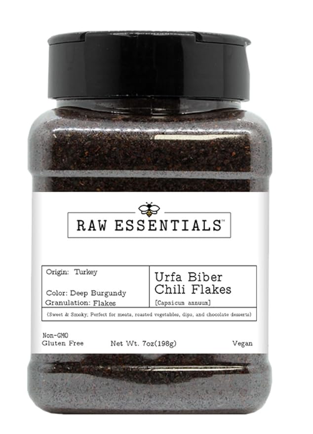Raw Essentials Urfa Biber Chili Flakes ??Sweet & Smoky ??Used to flavor Meats, Roasted Vegetables