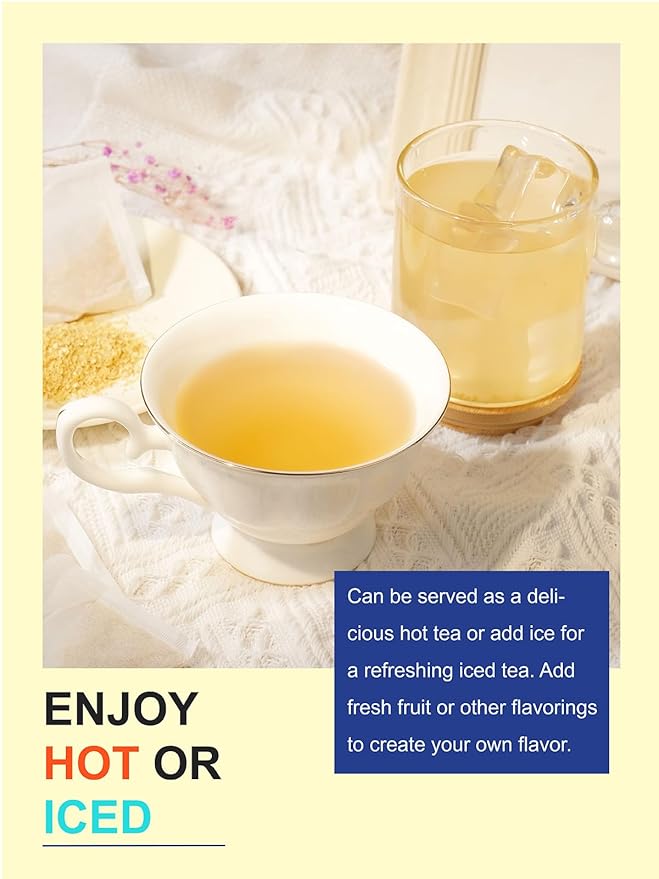 TeeLux Ginger Tea Bags, Natural Ginger Root Tea, Spicy & Zesty & Warm Flavor, Caffeine Free, 100