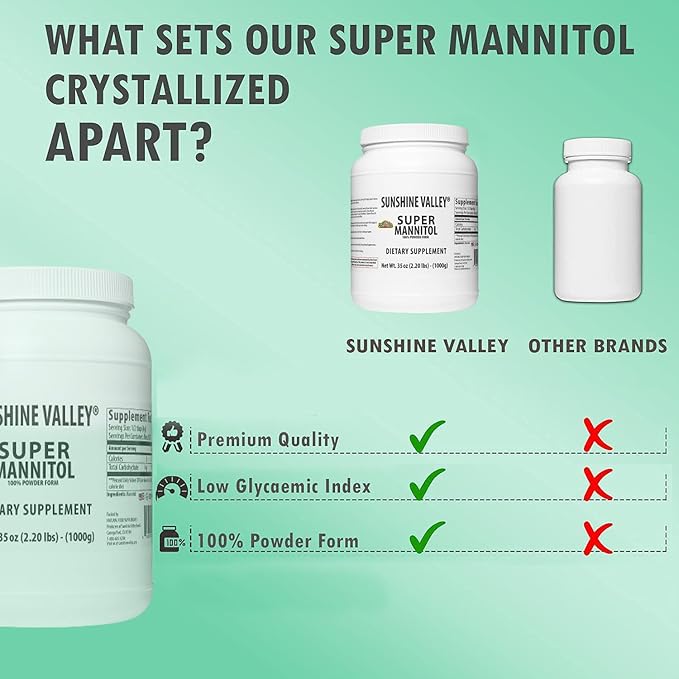 Sunshine Valley짰 Super Mannitol Powder, Natural & Healthy Artificial Sweetener, Ultra-Pure Sugar