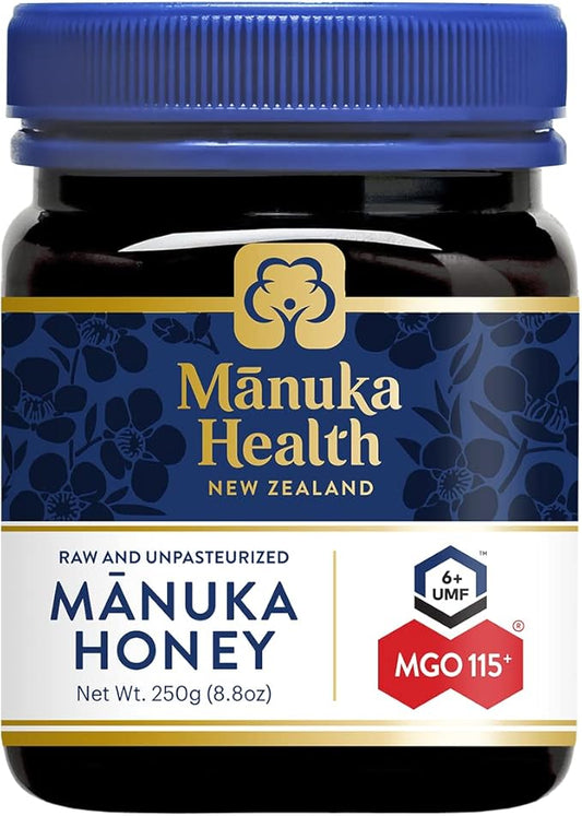 Manuka Health UMF 6+/MGO 115+ Manuka Honey (250g/8.8oz), Superfood, Authentic Raw Honey from New
