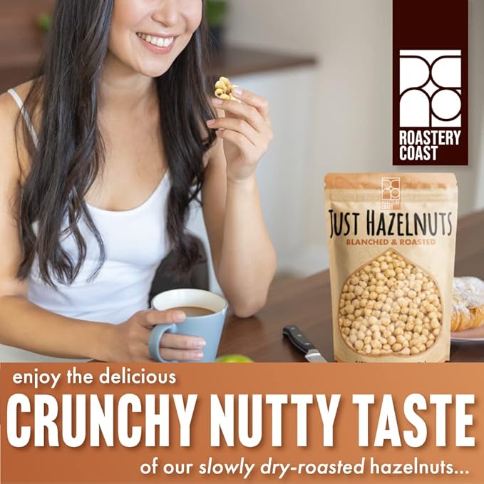 Roastery Coast Dry Roasted Hazelnuts | 3 LB | Unsalted | Filberts | Blanched | No skin | Kosher |
