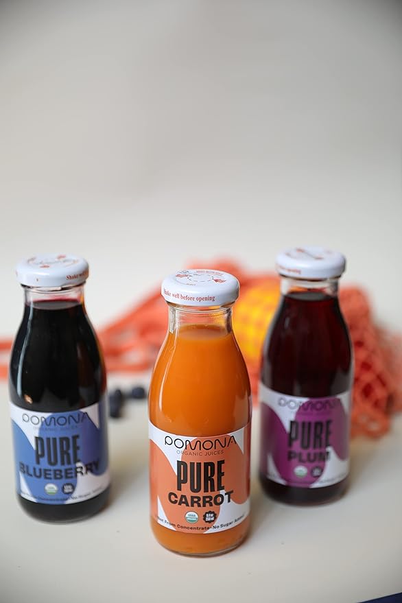 Pomona Organic Carrot Juice, Cold Pressed USDA Organic Juices, 100% Carrots, No Added Sugar, Not