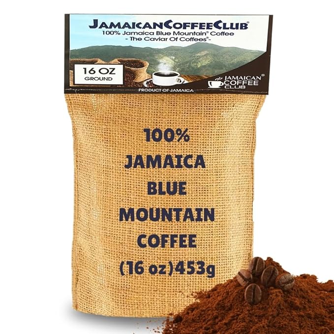 JamaicanCoffeeClub Blue Mountain Ground Coffee ??RG 16oz 100% Jamaican Blue Mountain Coffee, Fresh