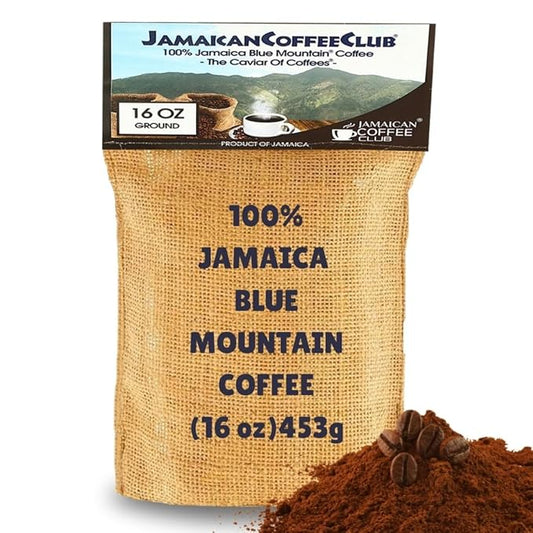 JamaicanCoffeeClub Blue Mountain Ground Coffee ??RG 16oz 100% Jamaican Blue Mountain Coffee, Fresh