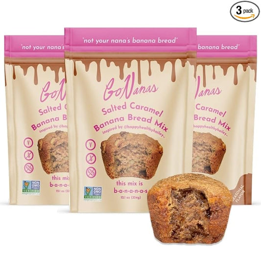 GoNanas Salted Caramel Oat Flour Banana Bread Mix, Suitable for Plant Based Vegan Diets, Gluten