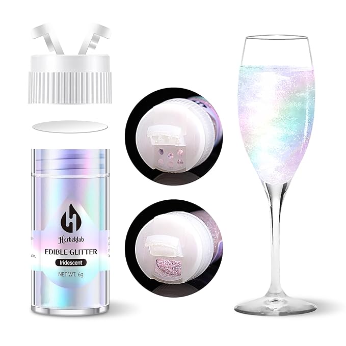 Iridescent Edible Glitter ??6g Rainbow Luster Dust Drink Glitter, Food Grade Shimmer Powder for