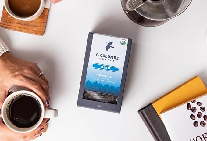 La Colombe Bleu Organic Dark Roast Whole Bean Coffee - Notes of Cocoa, Macadamia & Sweet Cream, 12