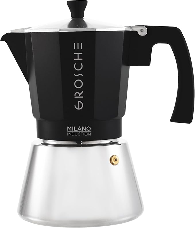 GROSCHE Milano Induction Stovetop Espresso Maker Moka Pot for Greca, Induction, Electric & Gas