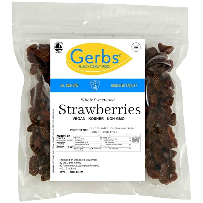 Gerbs Summer Sweet Strawberries 4 lbs. | Dehydrated, Unsulfured, Resealable Bag | Naturally Sweet &
