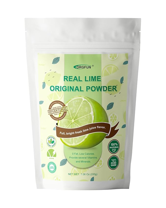 ORGFUN Original Lime Powder, Whole Lime Juice Freeze Dried Powder, Great for Cocktails, Drinks