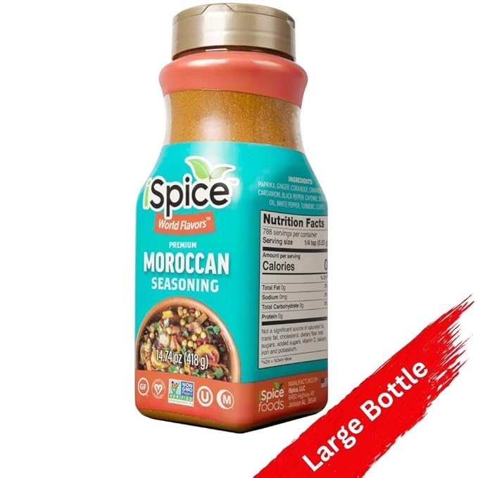 iSpice Blend | Moroccan Seasoning | 14.74 oz | Mixed Spice & Seasoning | Bulk Size | Halal | Kosher