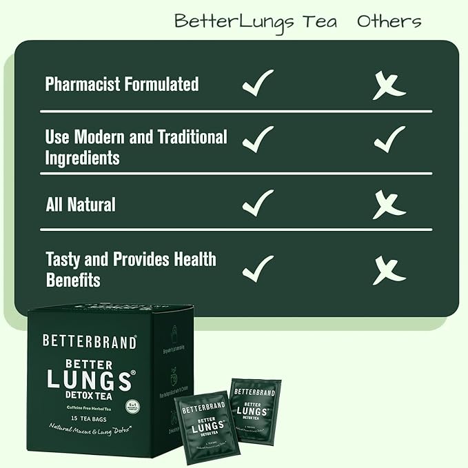 Betterbrand Mullein Tea Bags for Lungs ??Herbal Tea for Respiratory Support ??Caffeine-Free Loose