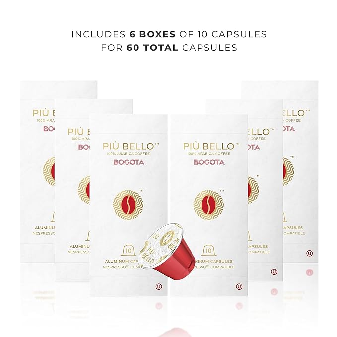 Piu Bello Bogota Espresso Coffee Pods for Nespresso Original Machines – Compatible Capsules Pack