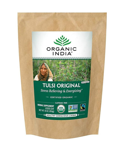 Organic India Tulsi Original Loose Leaf Herbal Tea - Immune Support, Vegan, Gluten-Free, Kosher