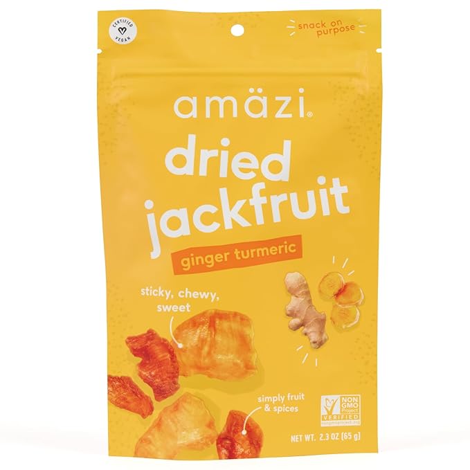 Am채zi Foods | Ginger Turmeric Dried Jackfruit (6 Pack) | All Natural Snacks | Gluten Free Healthy