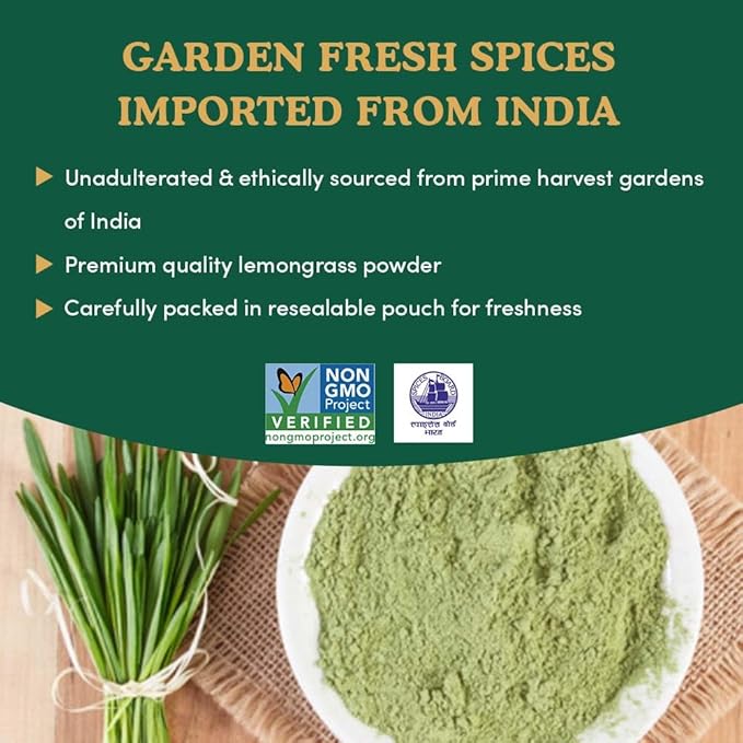 HANDPICK Lemongrass Powder (226g/8oz) Non GMO, Gluten Free, 100% Raw, Sourced from India, For