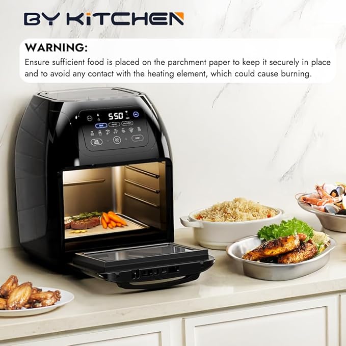 BYKITCHEN 9.4x8.7in Air Fryer Liners Compatible with 4-7QT Airfryer &CHEFMAN 10QT Multifunctional