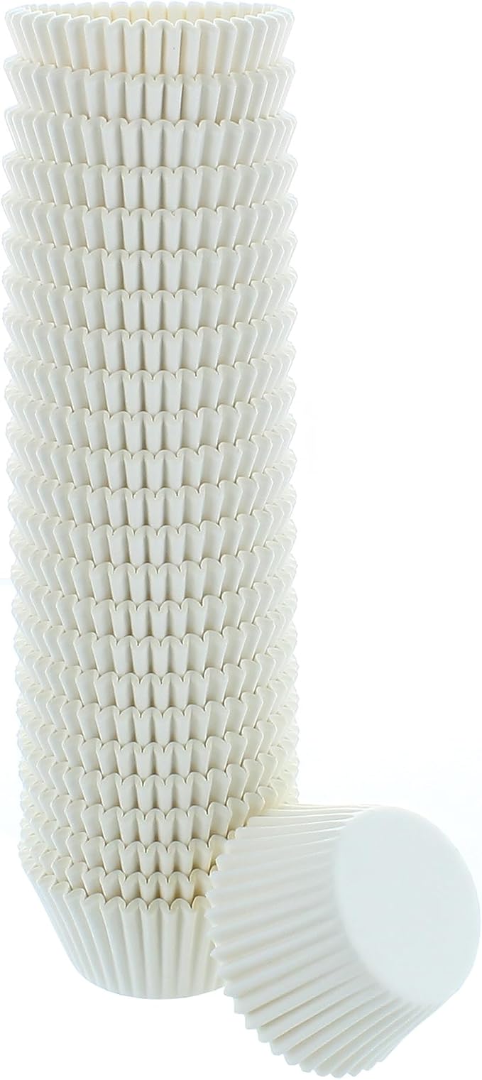 Bakery Crafts White Mini Baking Cups, 1.2" Cupcake Cases, Greaseproof Paper Liners for Mini