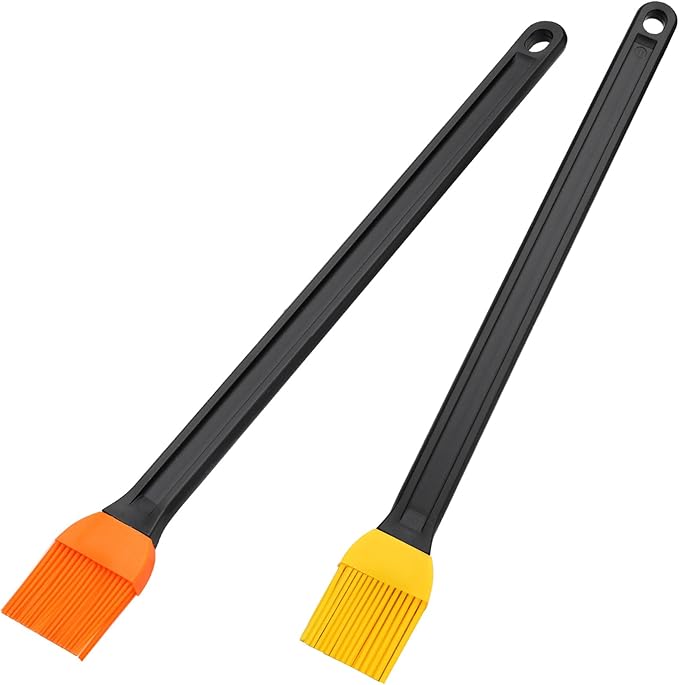 AmoreAngel CRAFTS 14 Inch Two Tone Silicone Basting Brush, Grill Brush with Non Slip Grip Long