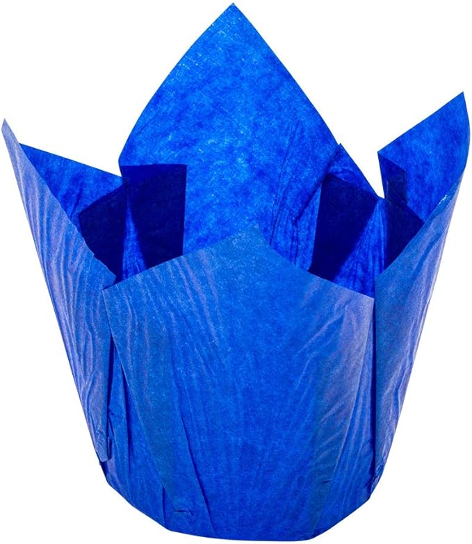 Restaurantware Panificio Premium 4 oz Blue Paper Tulip Baking Cup Paper Baking Cups Perfect for