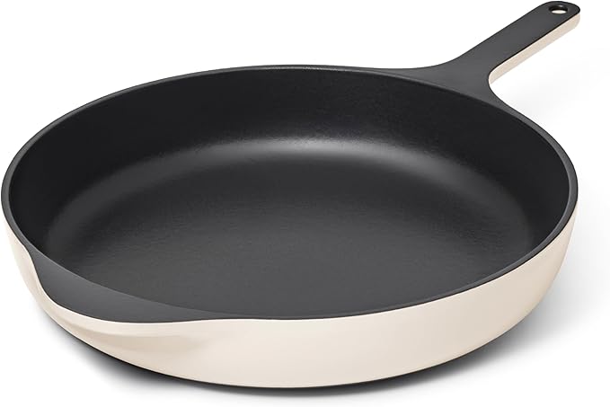 Caraway Cast Iron Skillet - 12” Enameled Cast Iron Pan With 3 Layer Enamel Coating - No Seasoning