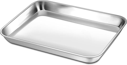 P&P CHEF 9 Inch Baking Cookie Sheet, Oven Pan Tray Stainless Steel Sheet Pan for Kitchen, Oven