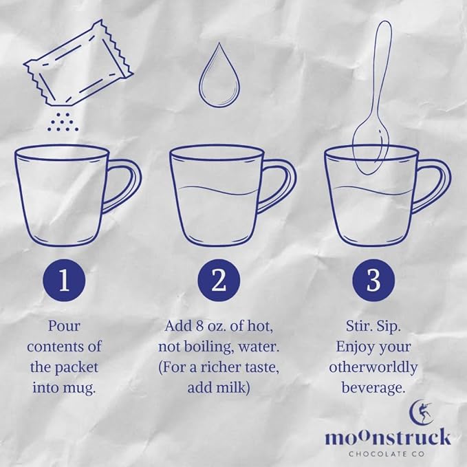 Moonstruck Chocolate Single Serve Creamy Milk Chocolate Hot Chocolate Packets, 8 Count (Pack of 1)