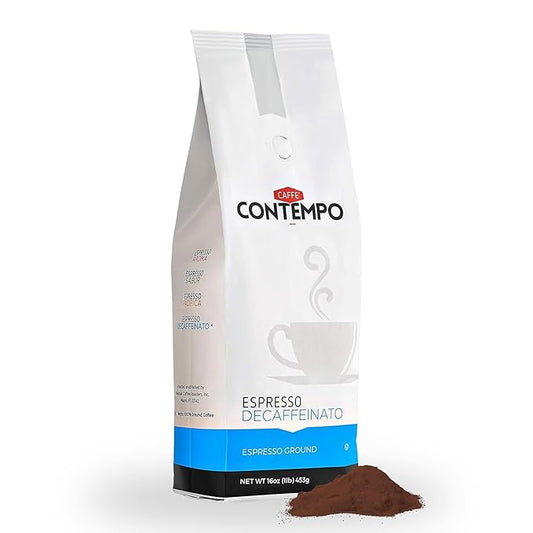 CAFFÉ CONTEMPO DECAF Italian Style Ground Espresso, Water Process Decaffeination, 1 LB, Fine Grind
